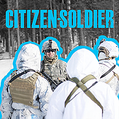 Citizen-Soldier magazine featuring several soldiers in winter gear surrounded by snowy conditions.